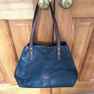 Fossil Black Pebbled Leather Gwen two tone shopper tote bag